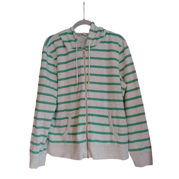 Victoria's Secret Stripe Full Zip Hoodie Tropical School Preppy Vacation XL - Picture 1 of 9